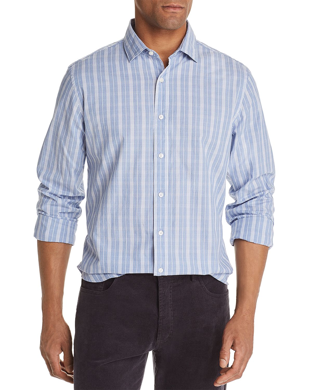 The Men's Store Plaid Classic Fit Shirt Light Blue