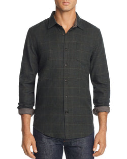 The Men's Store Plaid Houndstooth-print Regular Fit Flannel Shirt Green thumbnail 1