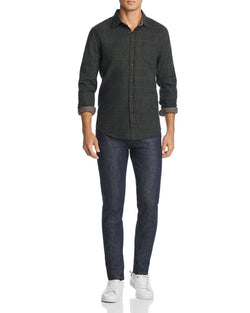 The Men's Store Plaid Houndstooth-print Regular Fit Flannel Shirt Green thumbnail 3