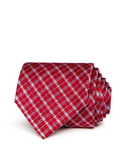 The Men's Store Plaid Silk Classic Tie Red