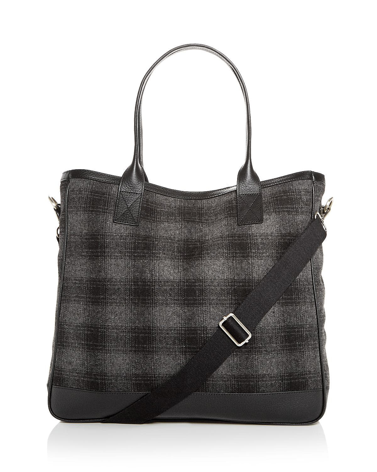 The Men's Store Plaid Wool Tote Gray