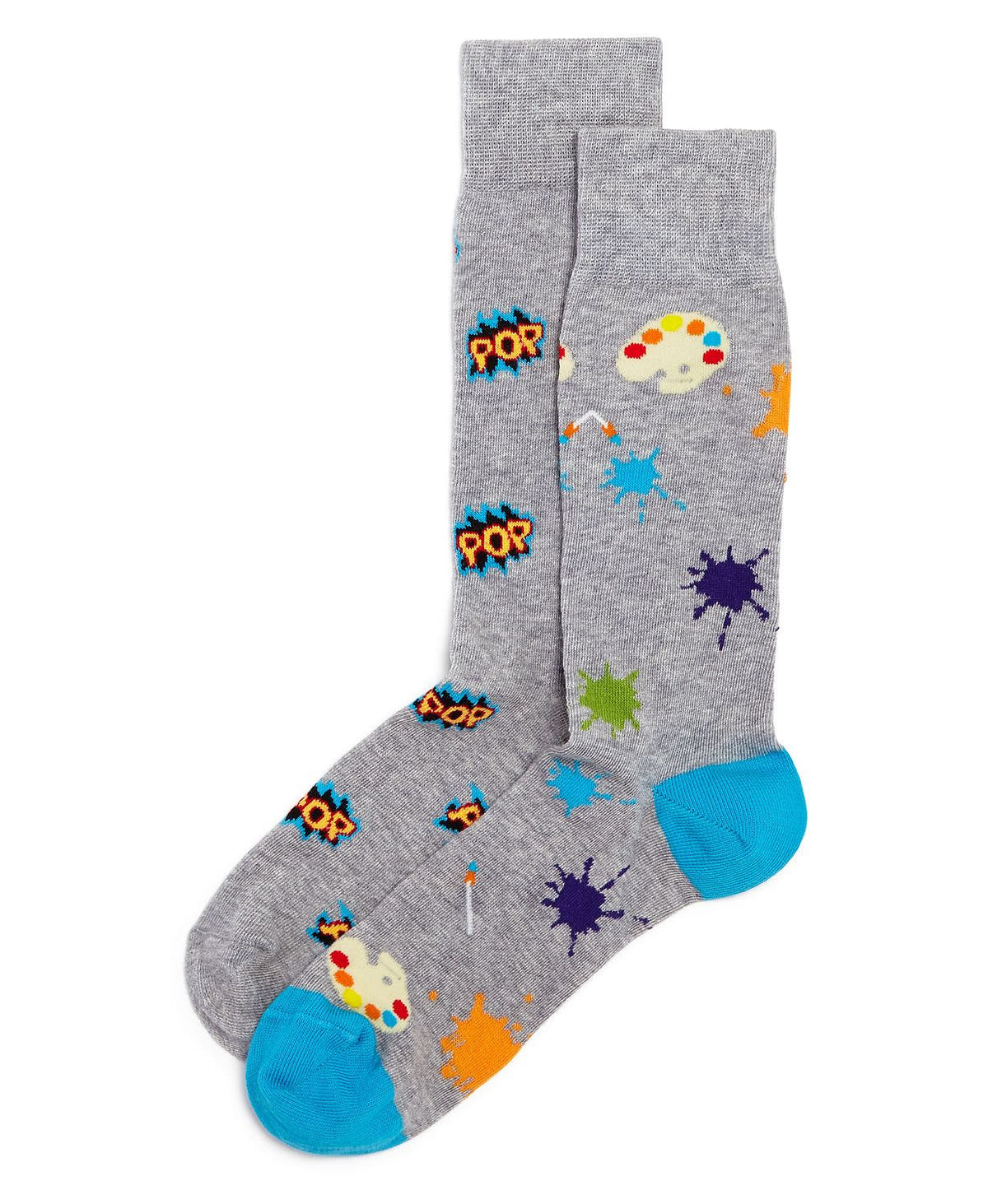 The Men's Store Pop Art Calf Height Socks / Gray