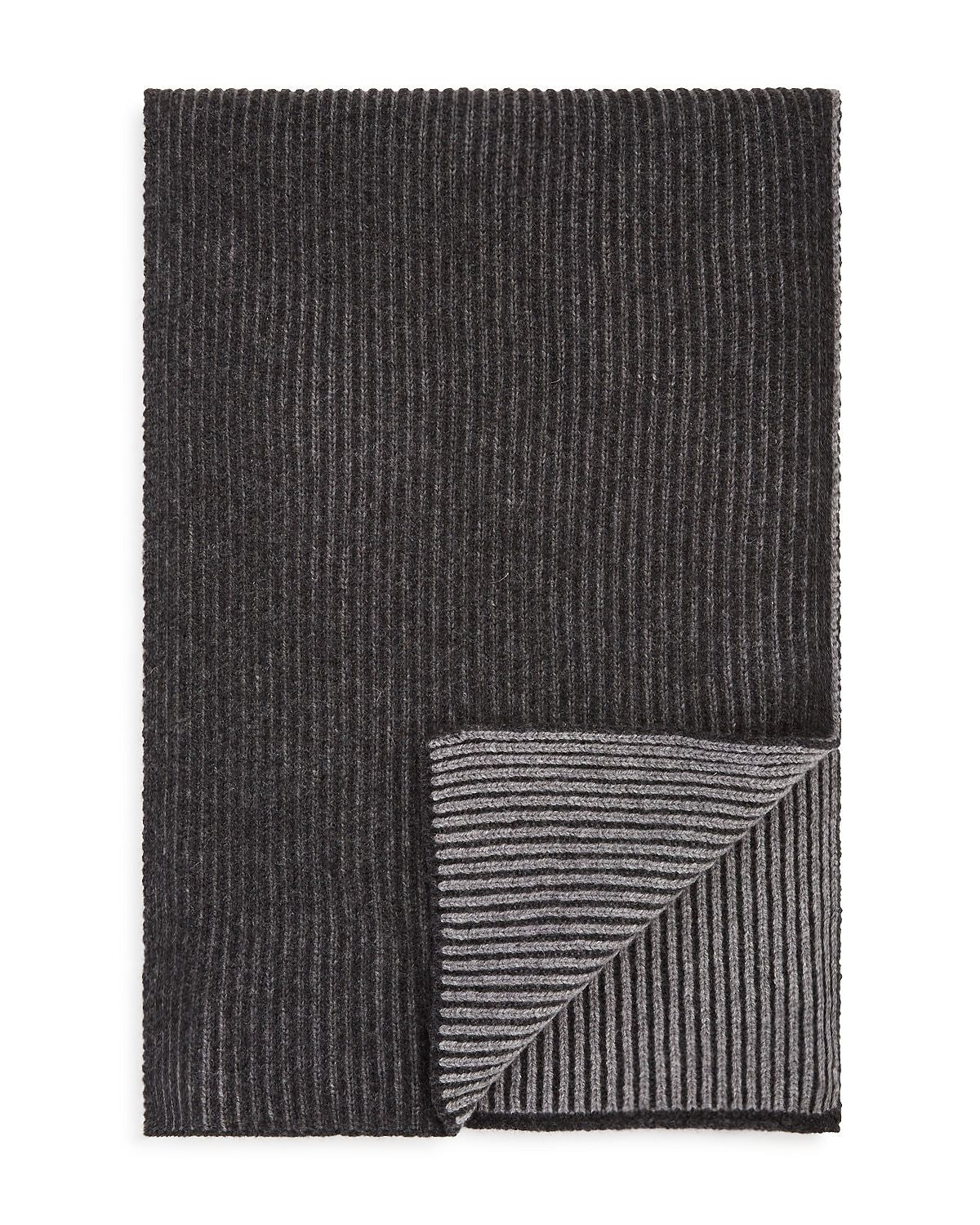 The Men's Store Reversible Ribbed Scarf Medium Gray