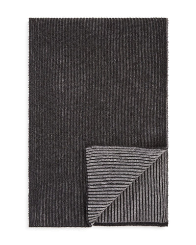 The Men's Store Reversible Ribbed Scarf Medium Gray