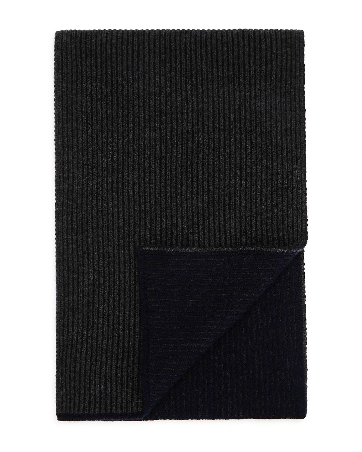 The Men's Store Reversible Ribbed Scarf Navy Charcoal