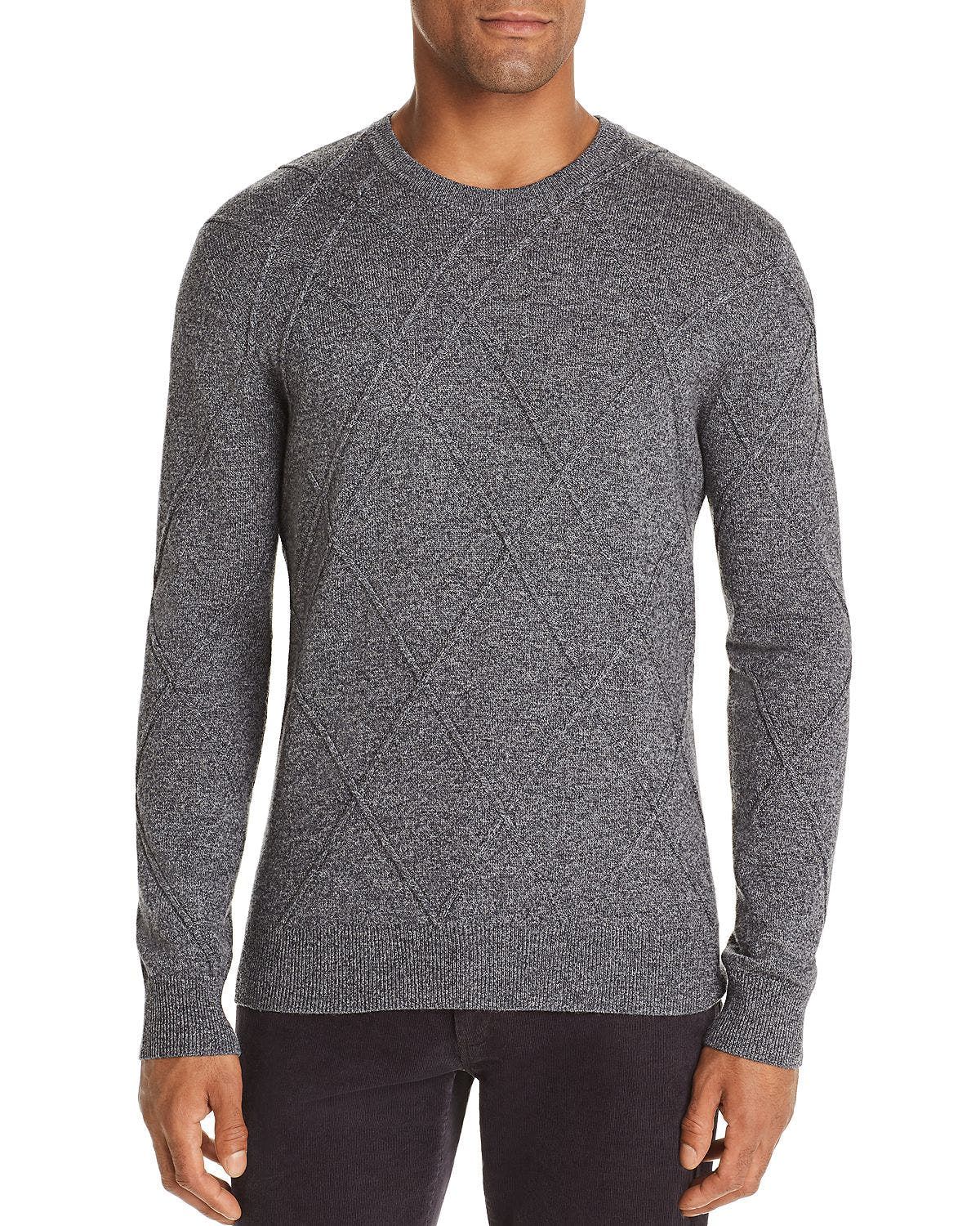 The Men's Store Ribbed Cable-knit Sweater Gray Navy Twist