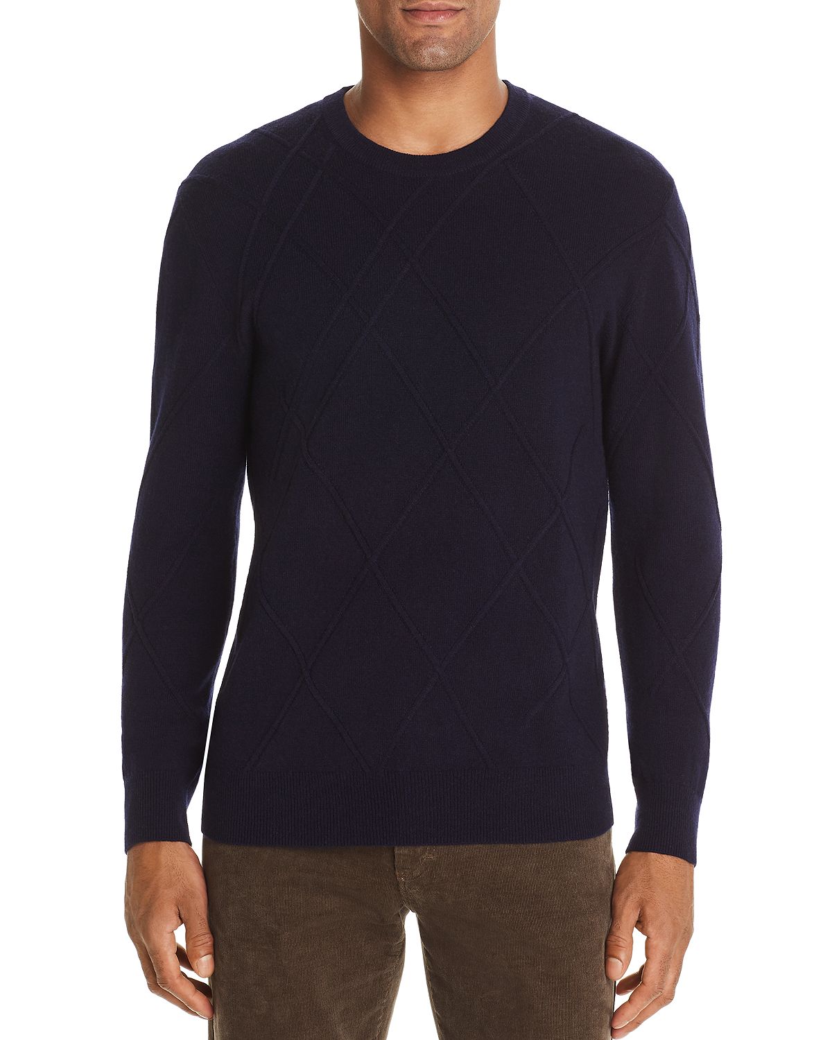 The Men's Store Ribbed Cable-knit Sweater Navy Blue