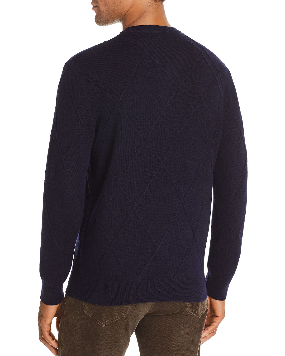 The Men's Store Ribbed Cable-knit Sweater Navy Blue