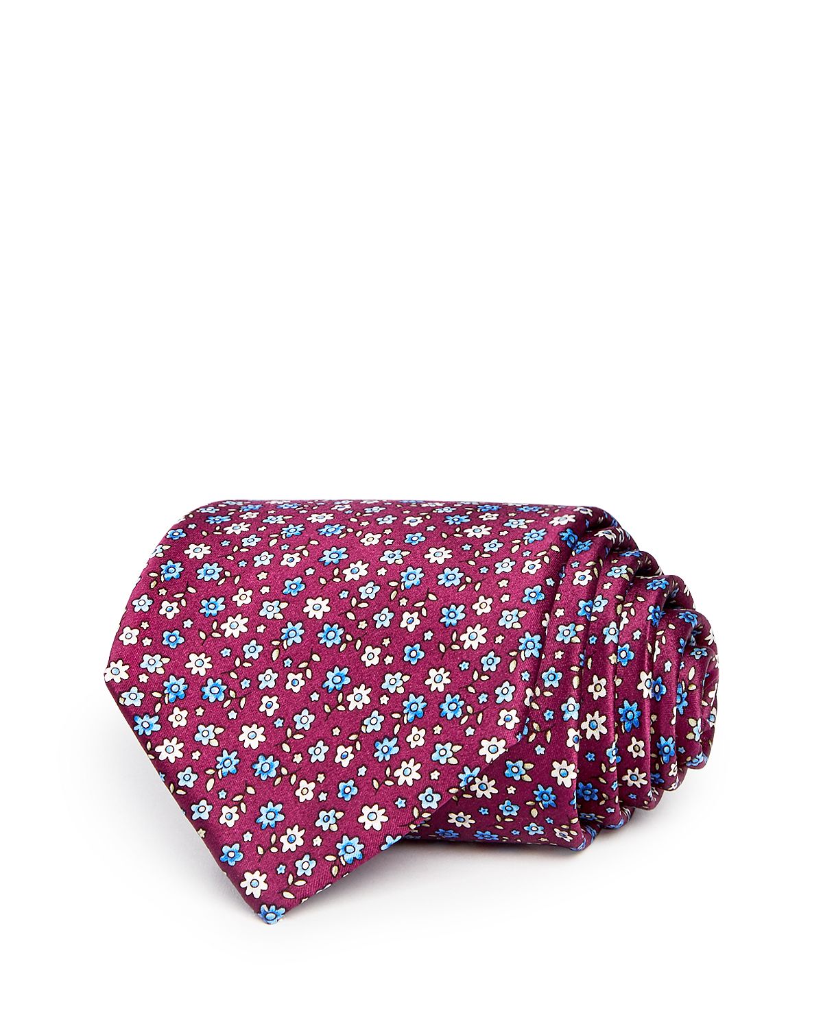 The Men's Store Scattered Floral Silk Classic Tie Plum