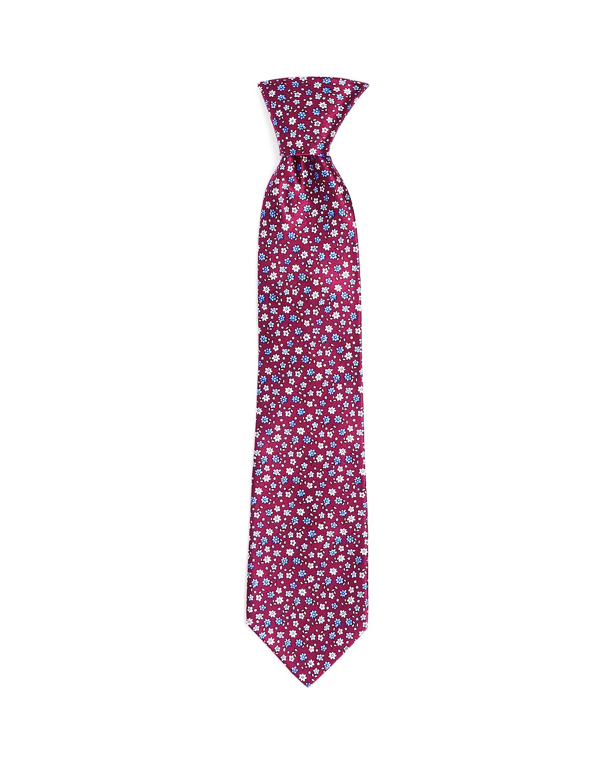 The Men's Store Scattered Floral Silk Classic Tie Plum