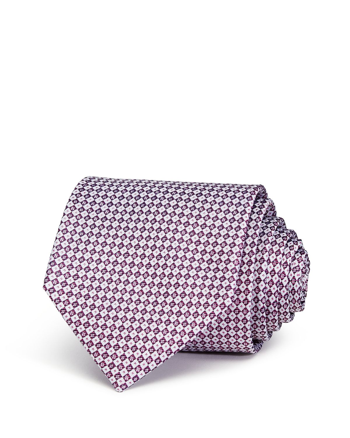 The Men's Store Seasonal Square Neat Silk Classic Tie Fuchsia