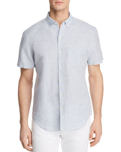 The Men's Store Short-sleeve Regular Fit Button-down Shirt Blue Horizon thumbnail 1