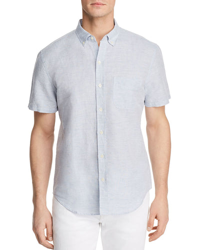 The Men's Store Short-sleeve Regular Fit Button-down Shirt Blue Horizon