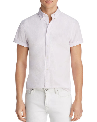 The Men's Store Short-sleeve Seersucker Slim Fit Button-down Shirt Orchid