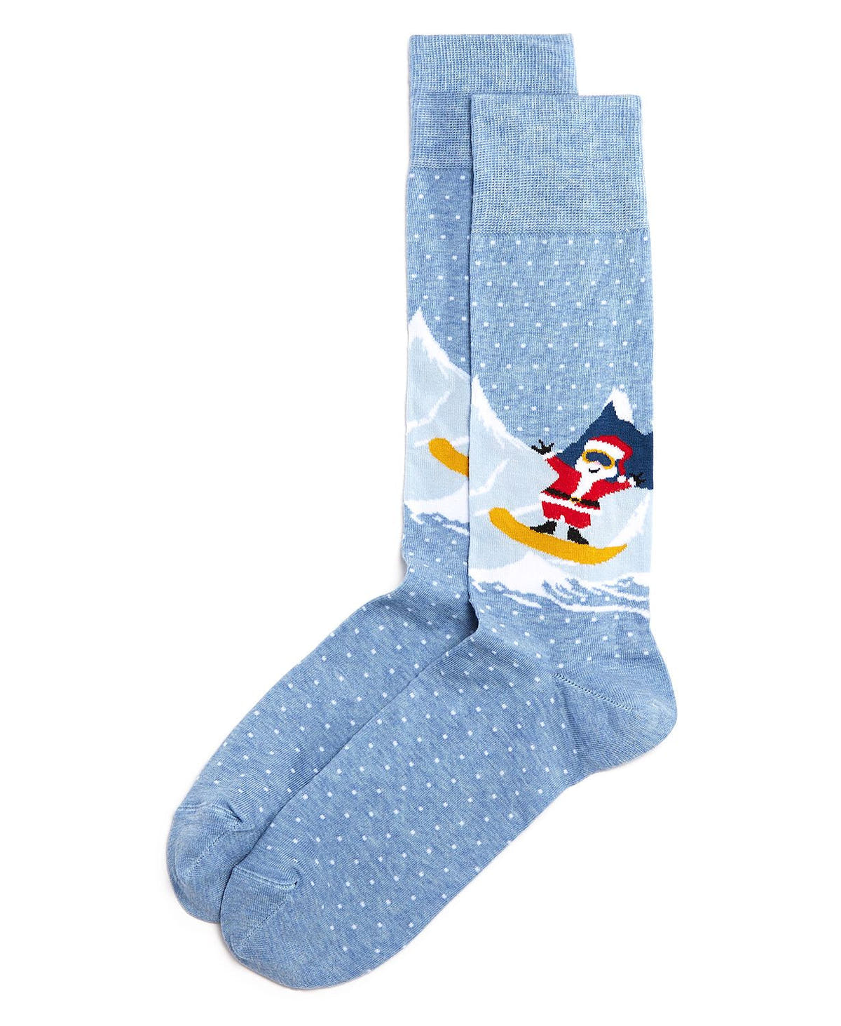 The Men's Store Snowboard Santa Socks Light Blue