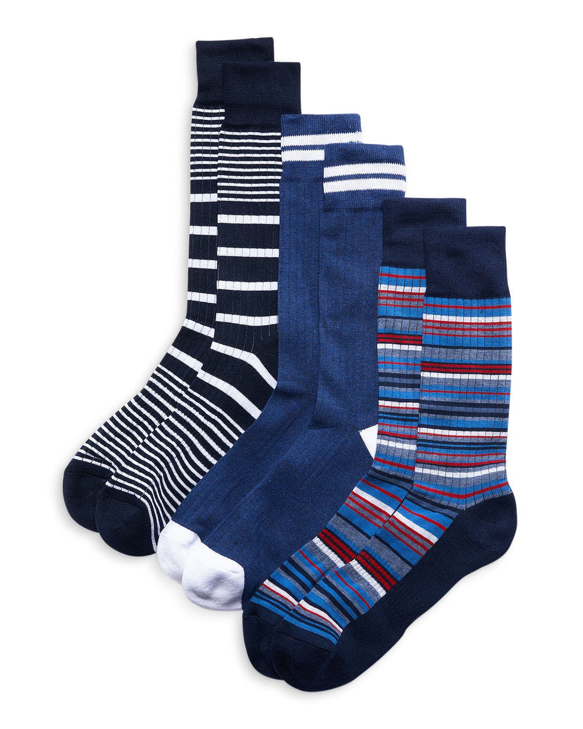 The Men's Store Striped Crew Socks Pack Of 3 Navy