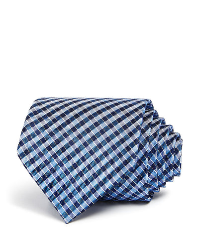 The Men's Store Summer Check Classic Tie Blue