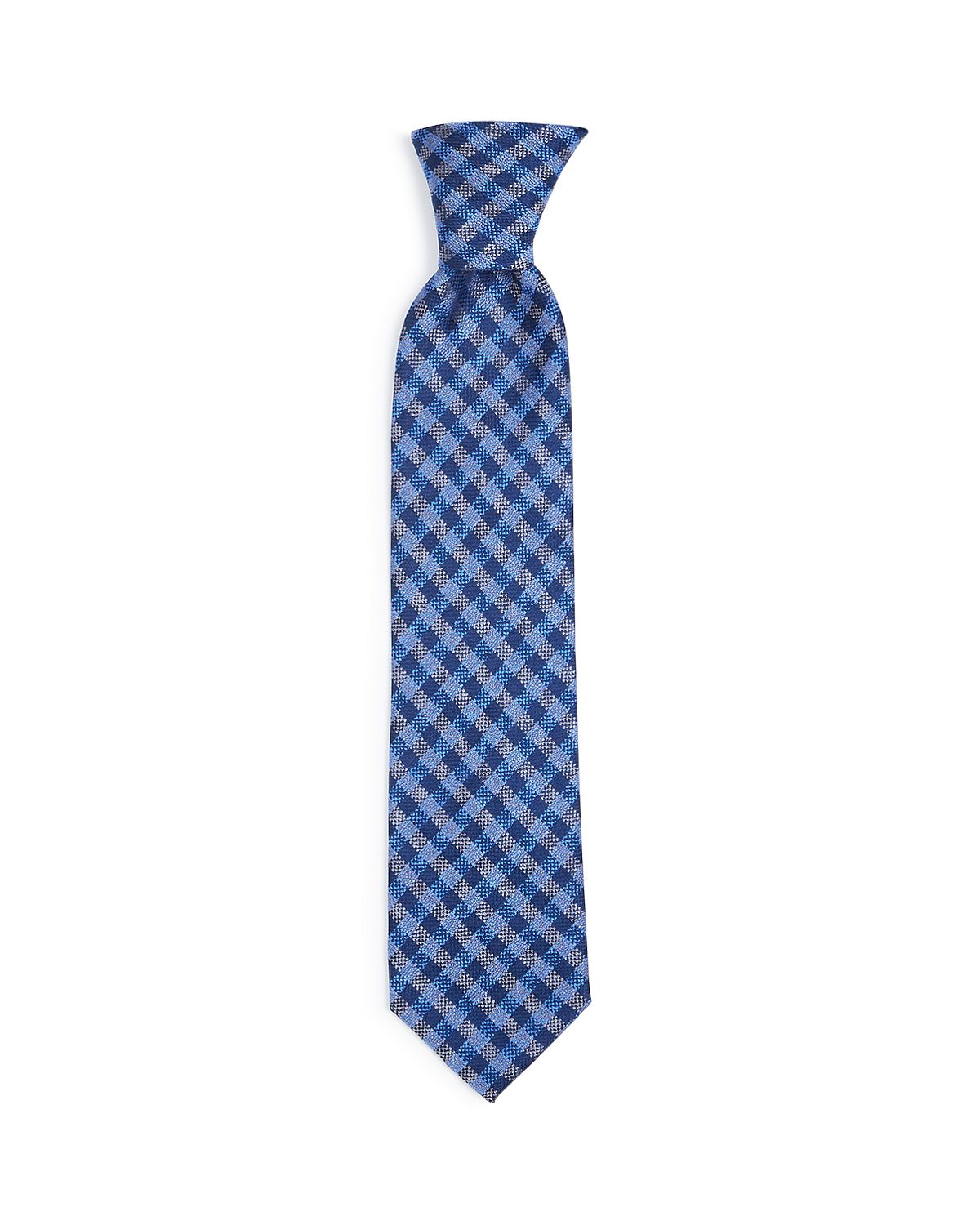 The Men's Store Textured Gingham Silk Classic Tie Navy