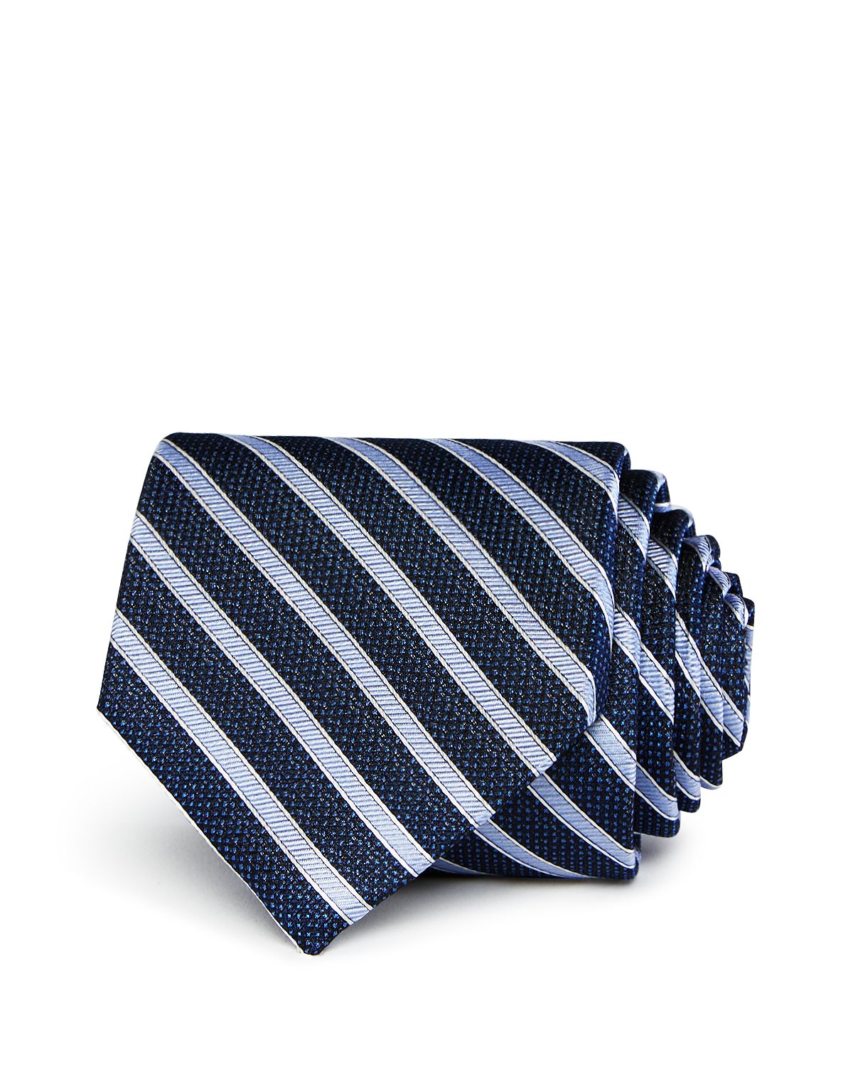 The Men's Store Textured Stripe Silk Classic Tie Navy