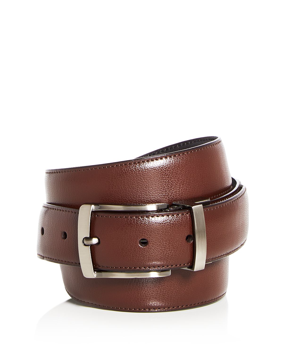 The Men's Store The Men's's Store At Reversible Burnished Edge Buckle Leather Belt Black/Brown