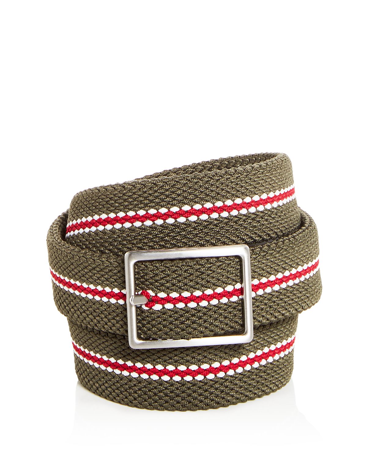 The Men's Store The Men's's Store At Woven Stretch Stripe Reversible Belt Olive