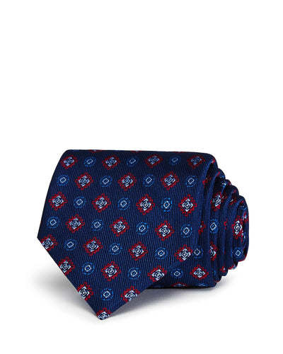 The Men's Store The Store Diamond Florette Classic Necktie Navy/red