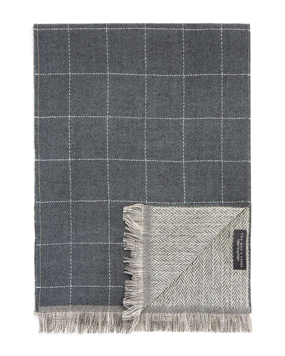 The Men's Store The Store Reversible Windowpane/chevron Scarf Gray