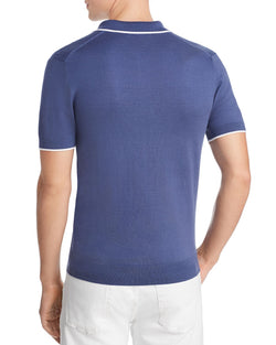 The Men's Store Tipped Chevron-stitch Classic Fit Polo Shirt Washed Blue thumbnail 2