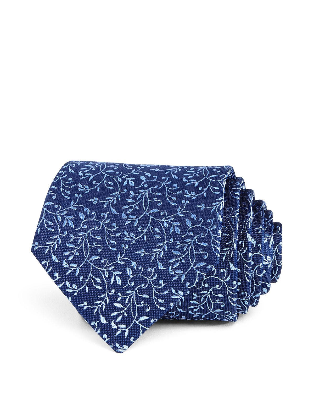 The Men's Store Tonal Vines Silk Classic Tie Navy/Blue