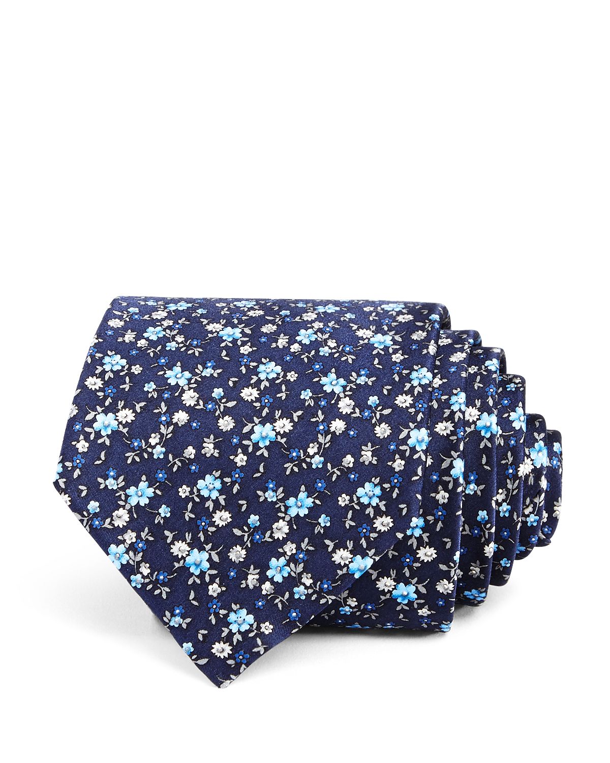 The Men's Store Tossed Floral Silk Classic Tie Navy/Blue