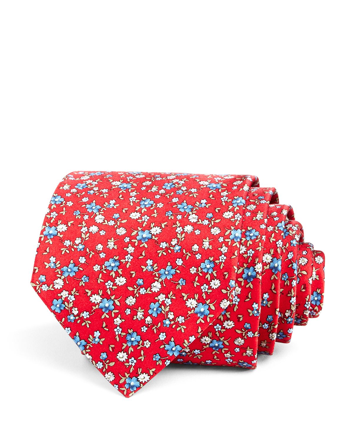 The Men's Store Tossed Floral Silk Classic Tie Red