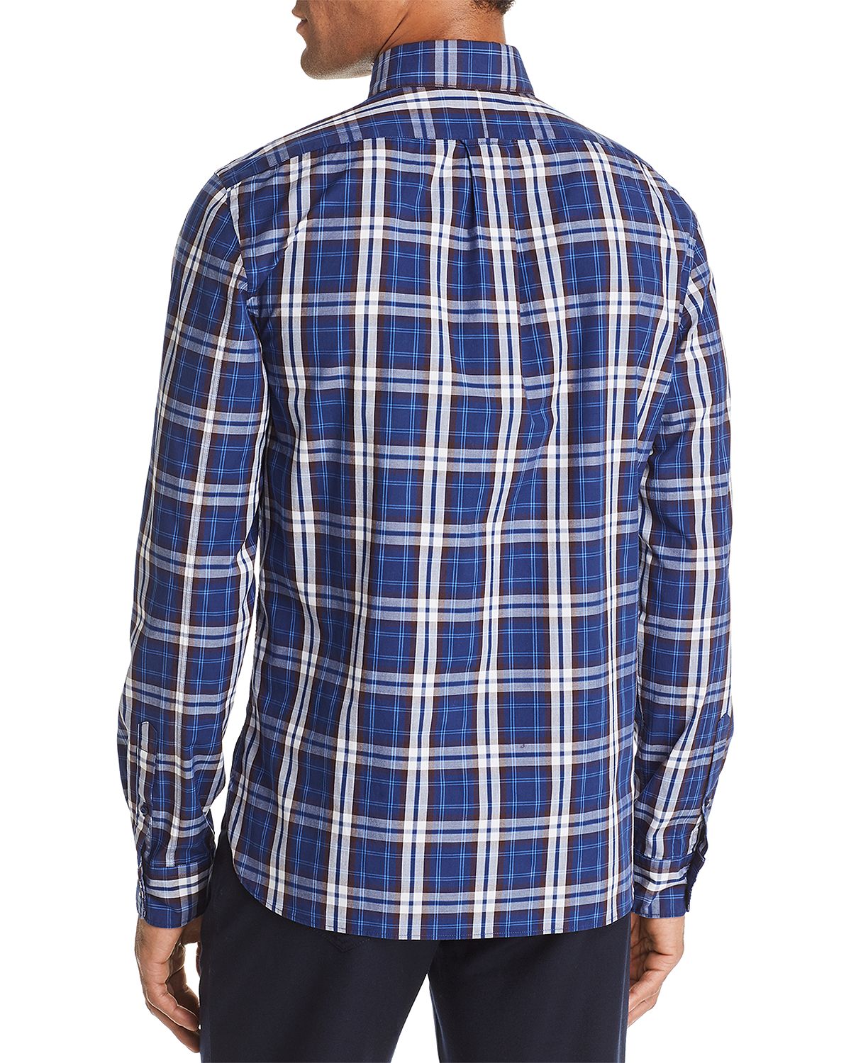 The Men's Store Tri-color Plaid Classic Fit Shirt Navy