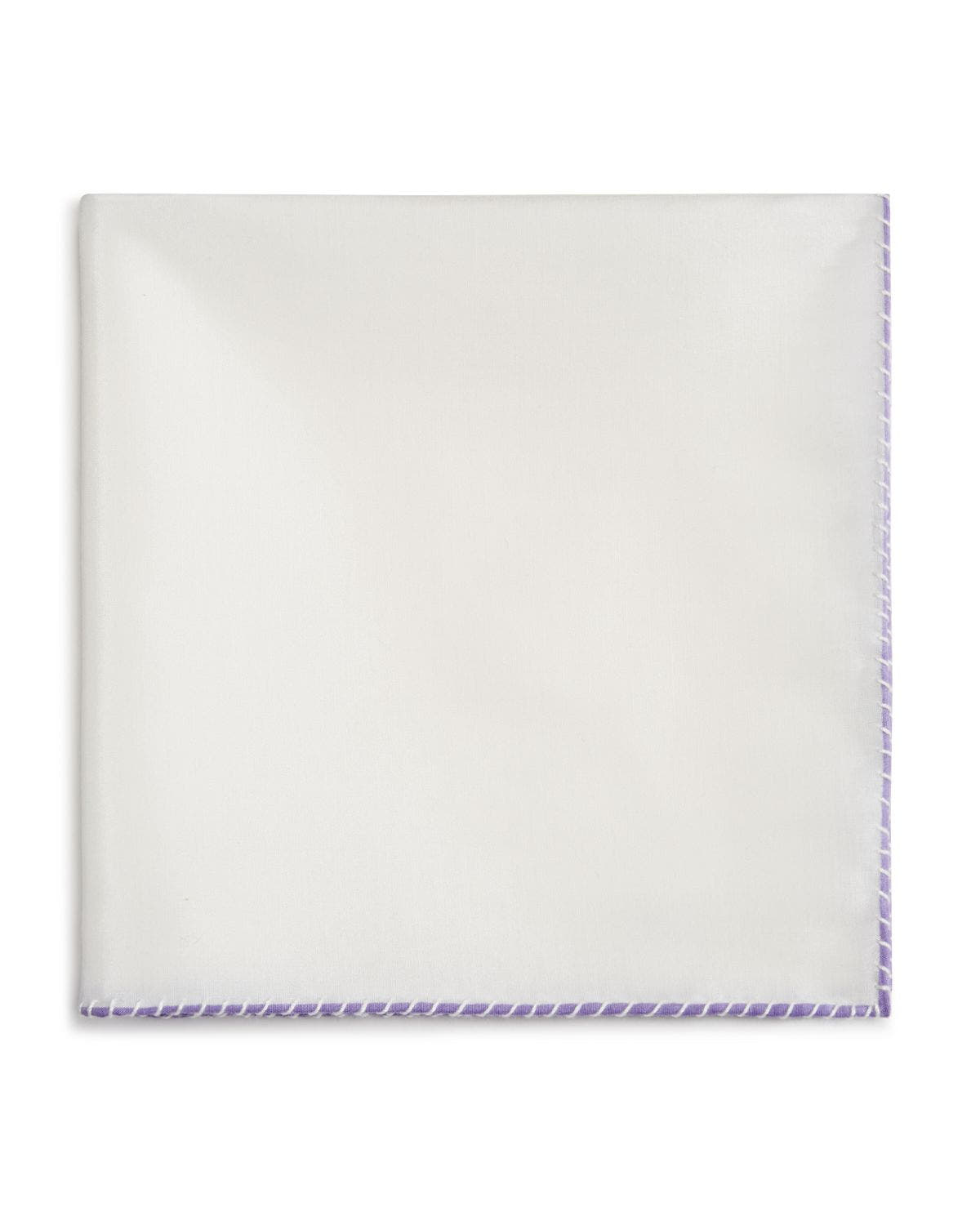The Men's Store White Bordered Pocket Square Lavander