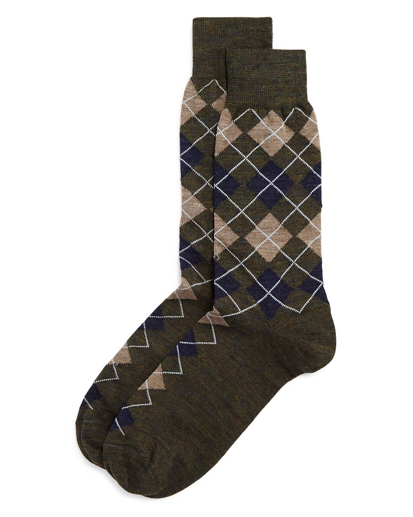 The Men's Store Wool Mini Argyle Socks Olive Green