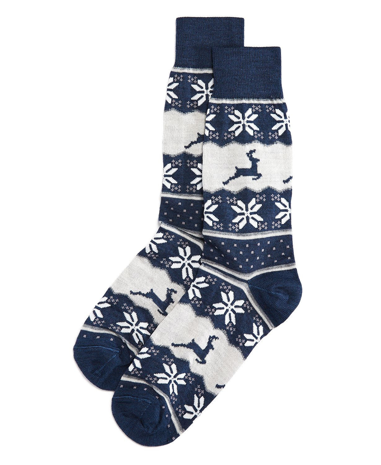 The Men's Store Wool Reindeer Socks Blue