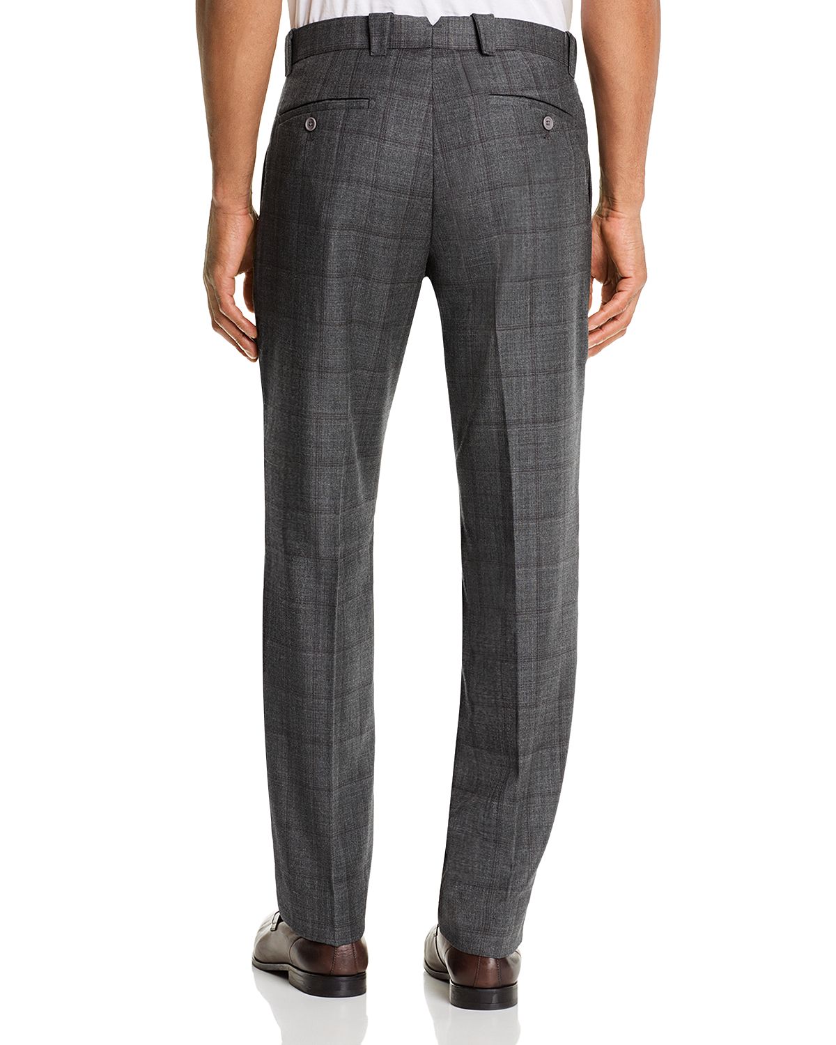 The Men's Store Wool Tonal-check Classic Fit Pants Gray