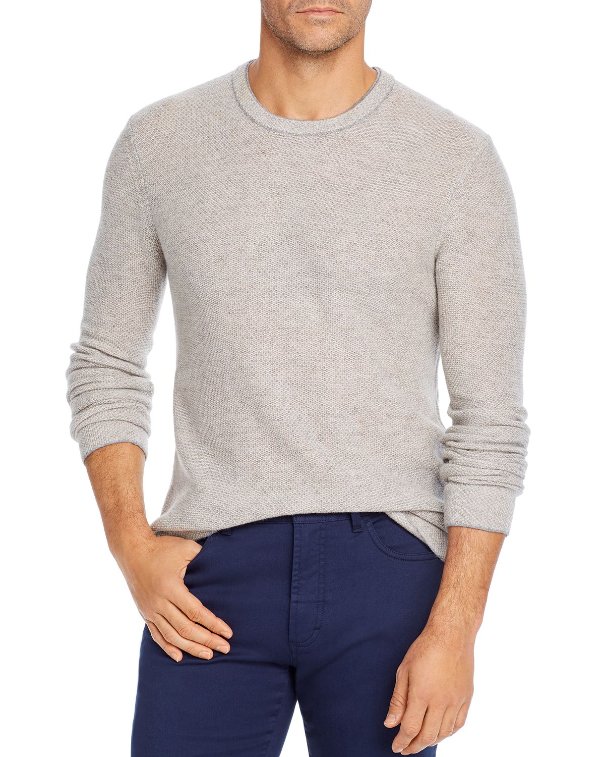 The Men's Store Wool & Cashmere Honeycomb Sweater Gray/Navy