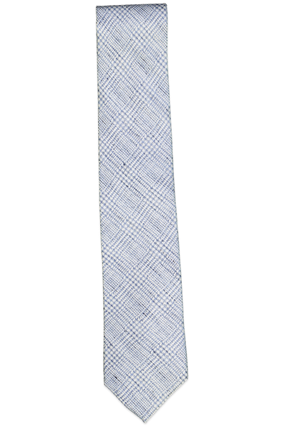 The Men's Store Woven Check Silk Classic Tie Blue