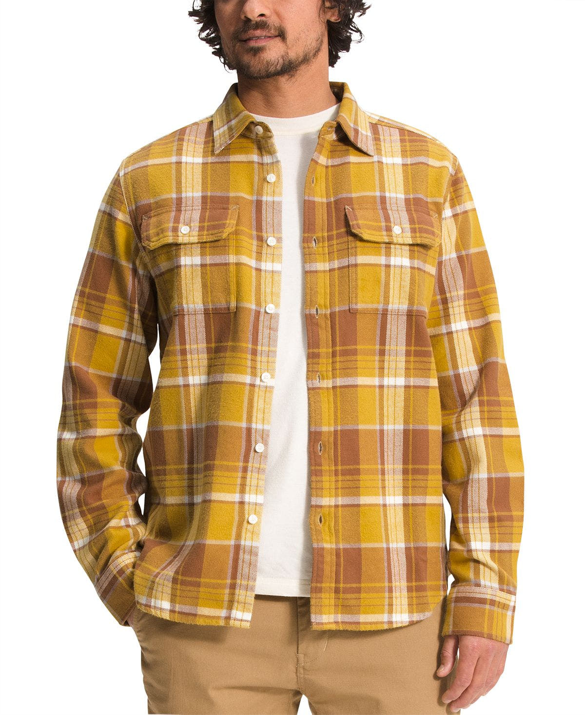 The North Face Arroyo Flannel Shirt Arrowwood Yellow Large Half Dome Plaid