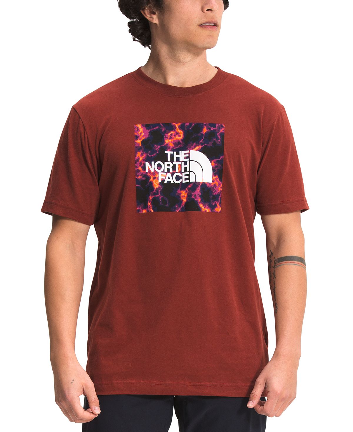 The North Face Boxed In Camo Logo Graphic T-shirt Brick House Red