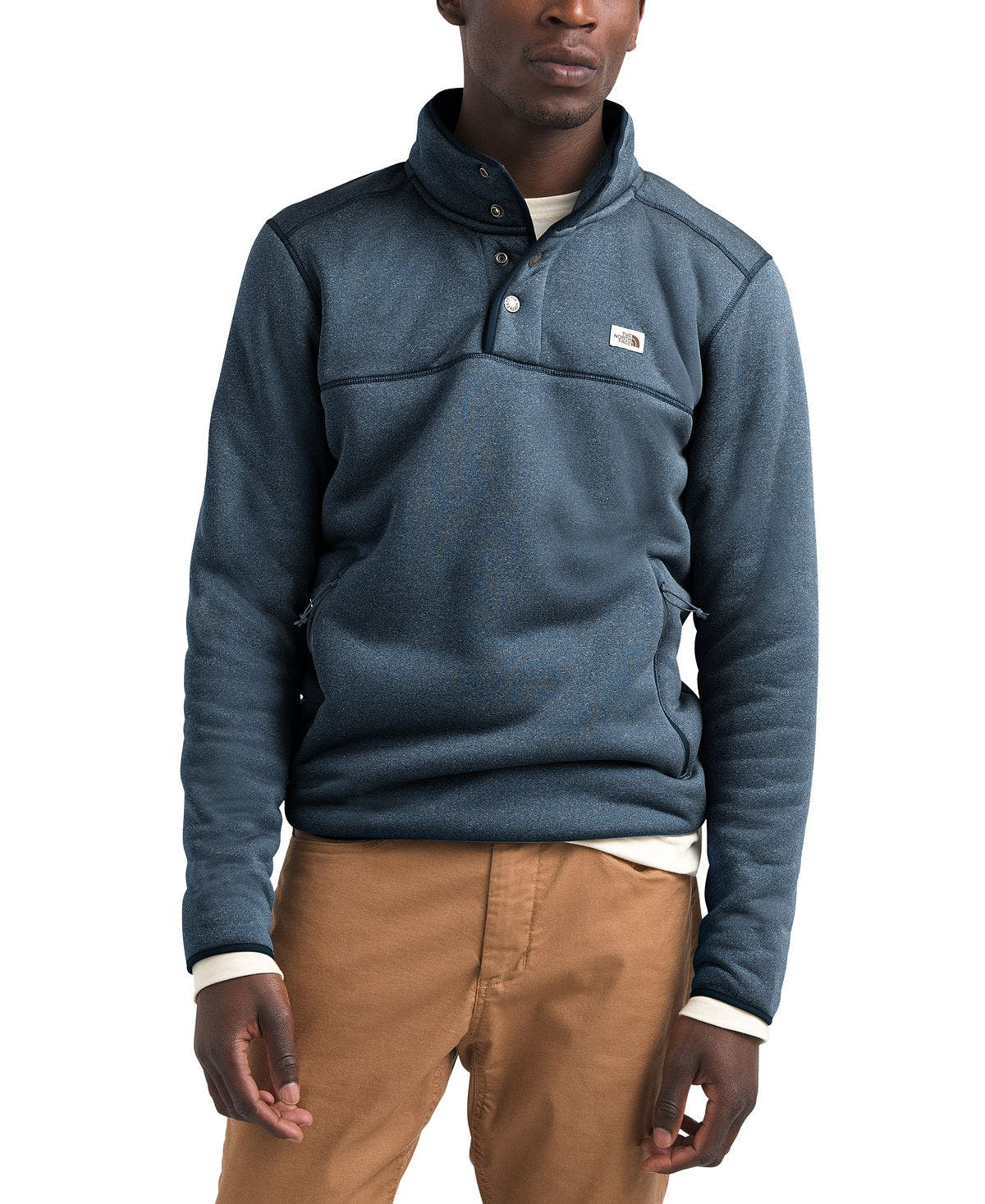 The North Face Men"s Sherpa Patrol Fleece Sweatshirt Shady Blue Heather/Peyote Beige