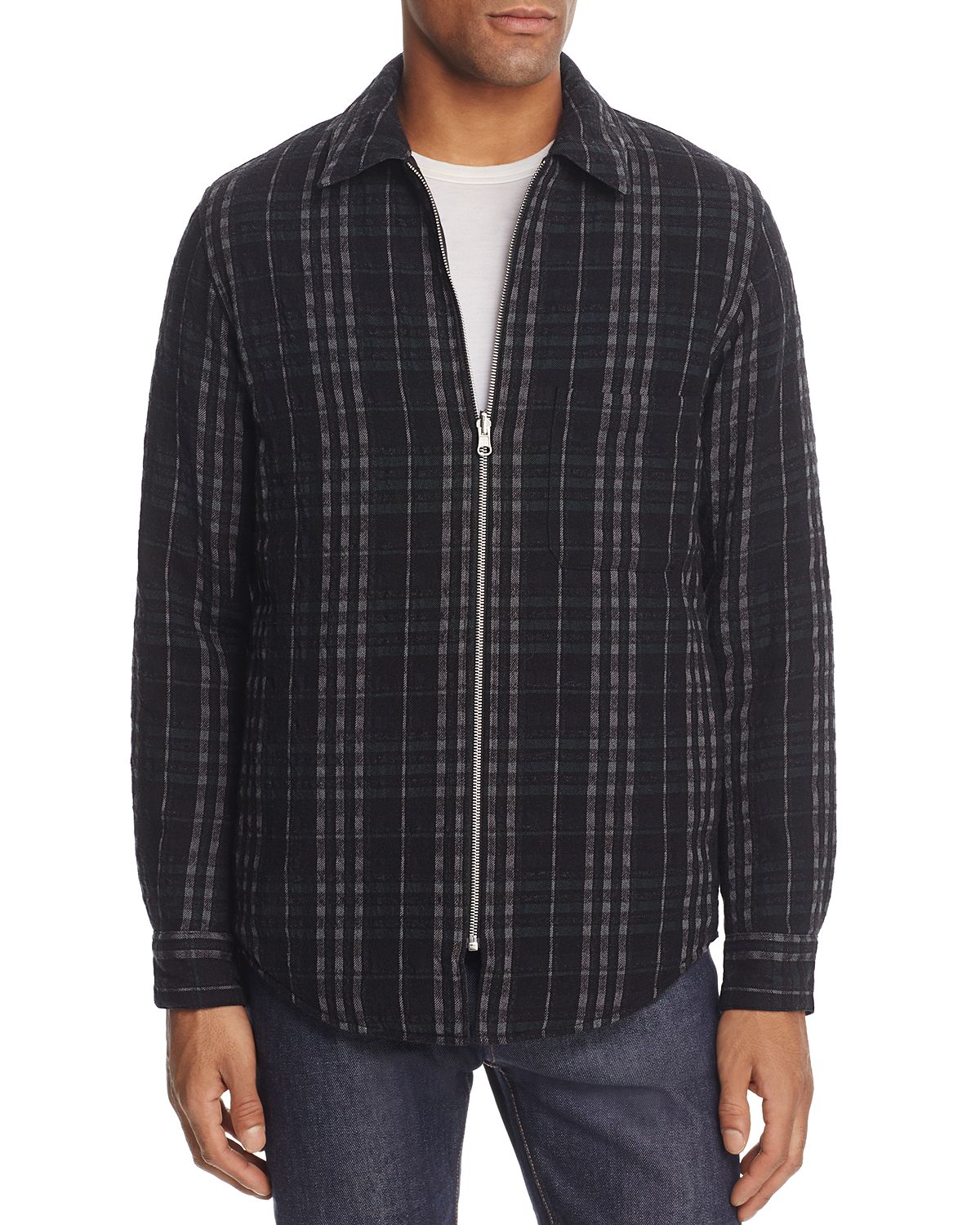 Theory Reversible Zip Shirt Jacket Black Multi