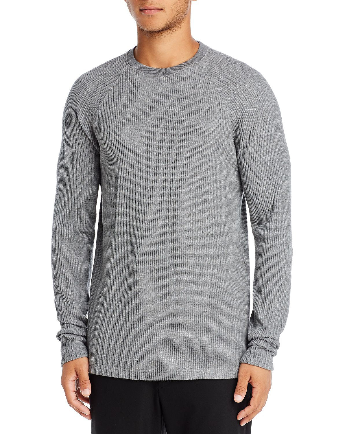 Theory River Waffle Knit Organic Cotton Sweater Medium Gray Heather