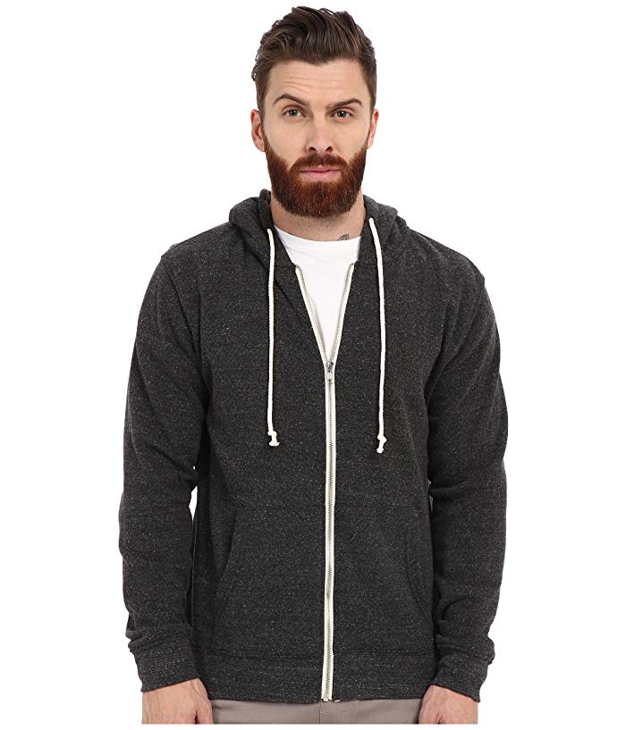 Threads 4 Thought Triblend Zip Front Hoodie black