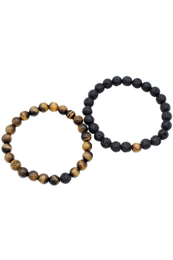 Tigers Eye & Lava Stone Healing Bracelet 2-Pack thumbnail 1