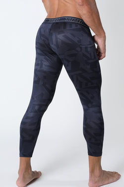 Timoteo Black Active Sport Compression Legging Pant thumbnail 3