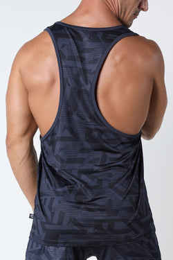 Timoteo Black Active Sport Racer Back Tank Top thumbnail 3