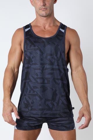 Timoteo Black Active Sport Racer Back Tank Top