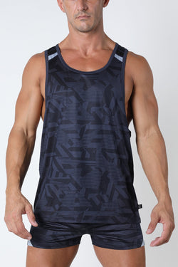Timoteo Black Active Sport Racer Back Tank Top thumbnail 1