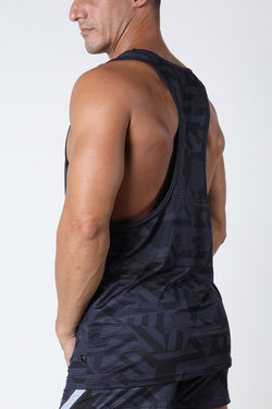 Timoteo Black Active Sport Racer Back Tank Top thumbnail 2